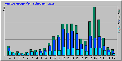 Hourly usage for February 2016