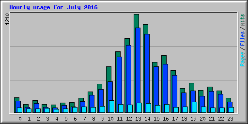 Hourly usage for July 2016