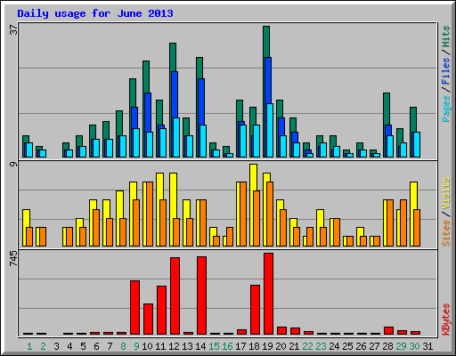 Daily usage for June 2013
