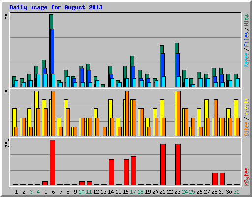 Daily usage for August 2013