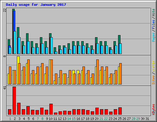 Daily usage for January 2017