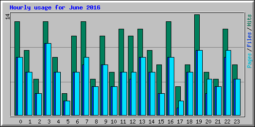 Hourly usage for June 2016