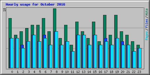 Hourly usage for October 2016