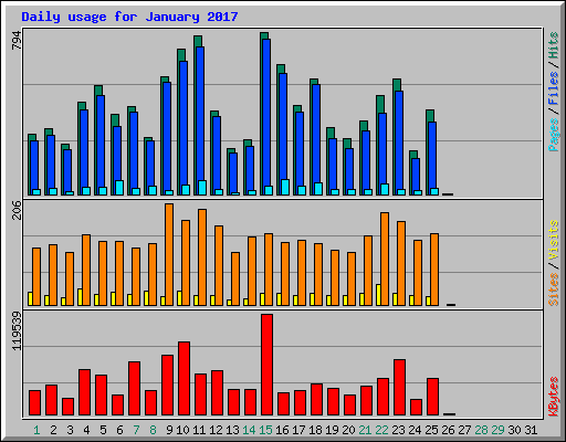 Daily usage for January 2017