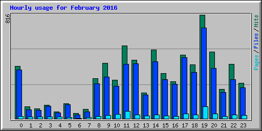Hourly usage for February 2016